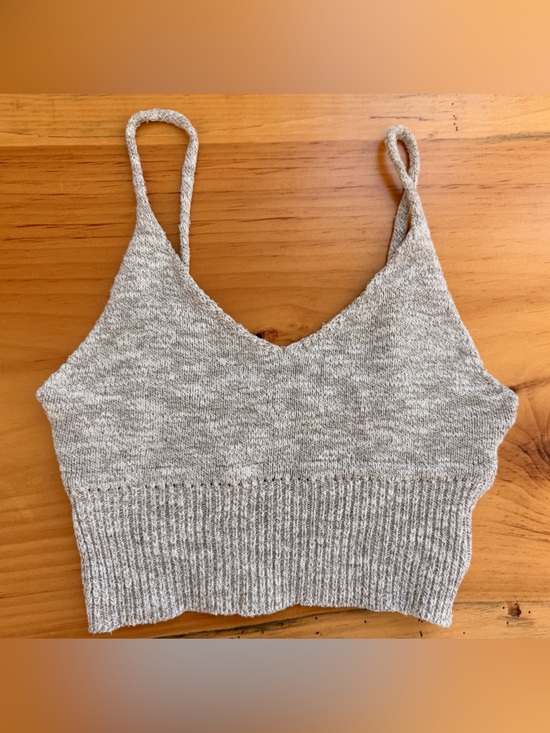 debut Tops - debut Heathered Light Beige Knit Tank